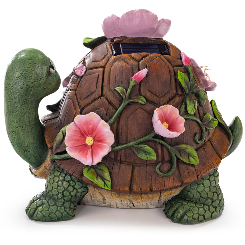 Trinx Luminous Floral Turtle Solar Powered LED Outdoor Garden Light